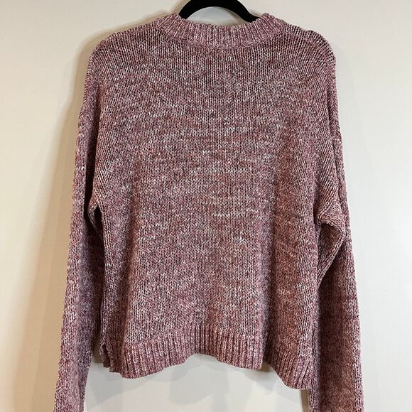 Madewell Millcrest Cropped Pullover Sweater Pink Chunky Knit Scoop Neck Large - Picture 3 of 5